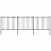 vidaXL Garden Fence with Hoop Top Steel 211.4"x59.1" Black