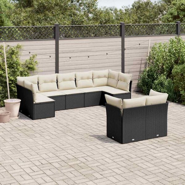 vidaXL Garden Sofa Set Black Poly Rattan L Modular Garden Sofa Set