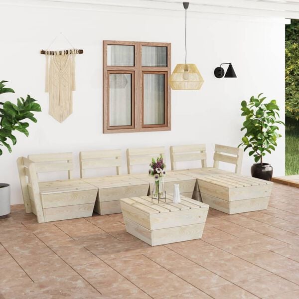 vidaXL Garden Lounge Set Natural Wood Impregnated Spruce Wood Medium