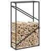 vidaXL Firewood Rack Black 23.6x9.8x39.4" Cold-rolled steel