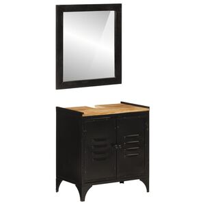 vidaXL Bathroom Furniture Set Natural wood, Black