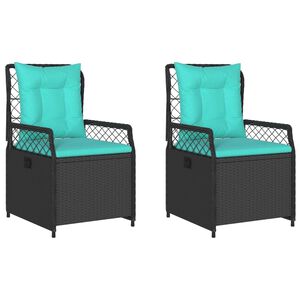 vidaXL Reclining Patio Chair Black PE rattan Medium Adjustable Feet