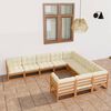 vidaXL Garden Lounge Set Honey brown, Cream Solid pine wood, 100% polyester