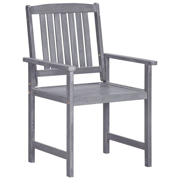 vidaXL Garden Chair Set of 4 Grey Solid Acacia wood Standard Durable