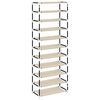 vidaXL Shoe Rack Cream Fabric, Steel Large Shoe Storage Cabinet