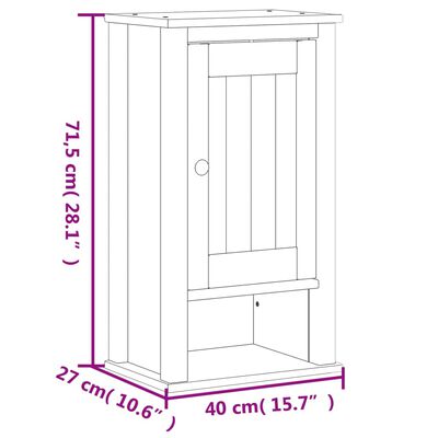 Technical diagram showing overall height 71.5 cm, width 40 cm, base 27 cm of a cabinet.
