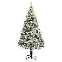 vidaXL Artificial Pre-lit Christmas Tree with Flocked Snow Green 94.5"