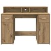 vidaXL Desk with LED Lights Artisian Oak 47.2x21.7x35.8" Engineered Wood