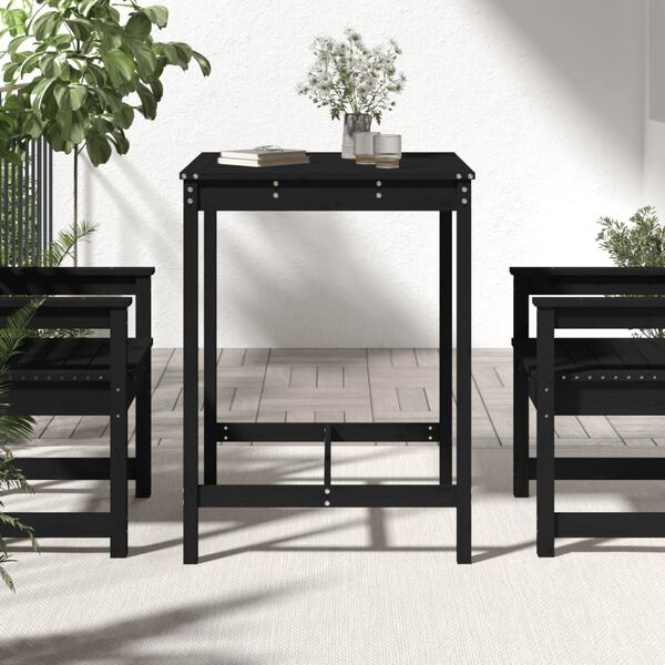 vidaXL Garden Table Black Solid Pine Wood 32.5 x 32.5 x 43.3 in Durable
