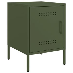 vidaXL Bedside Cabinet Olive Green Steel Medium Bedside Cabinet