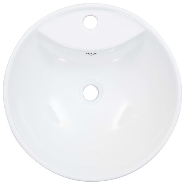 vidaXL Wash Basin with Overflow 18.3x7.1" Ceramic White