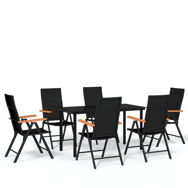 vidaXL Garden Dining Set Black