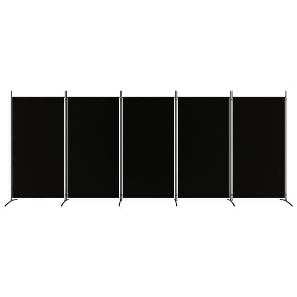 vidaXL 5-Panel Room Divider Black 170.5"x70.9" Fabric