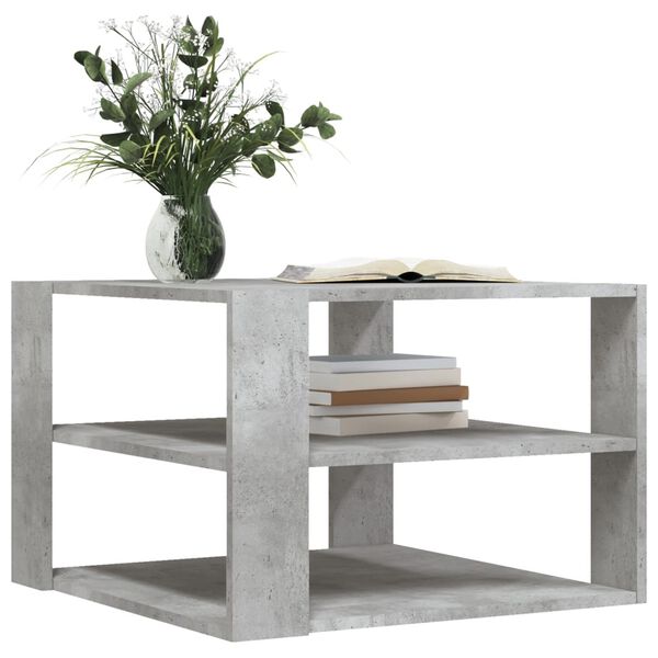 vidaXL Coffee Table Concrete Gray Engineered Wood Small Square Modern