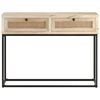 vidaXL Console Table Bleached wood, natural cane, black steel