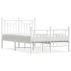 vidaXL Bed Frame White Powder-Coated Steel Small Double Bed Frame