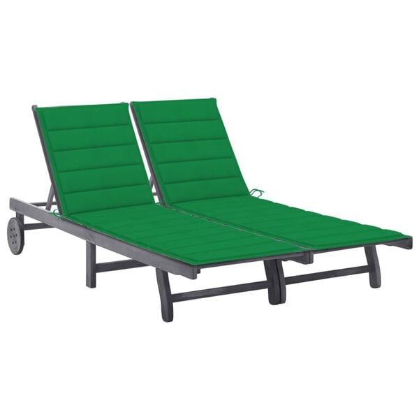vidaXL Sunlounger Grey Solid acacia wood Large Multi-Position Backrest