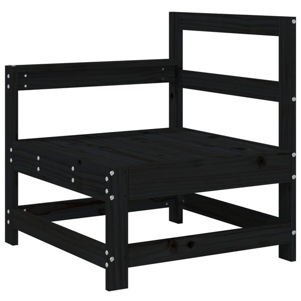 vidaXL Garden Corner Sofa Black Solid pine wood Medium Modular