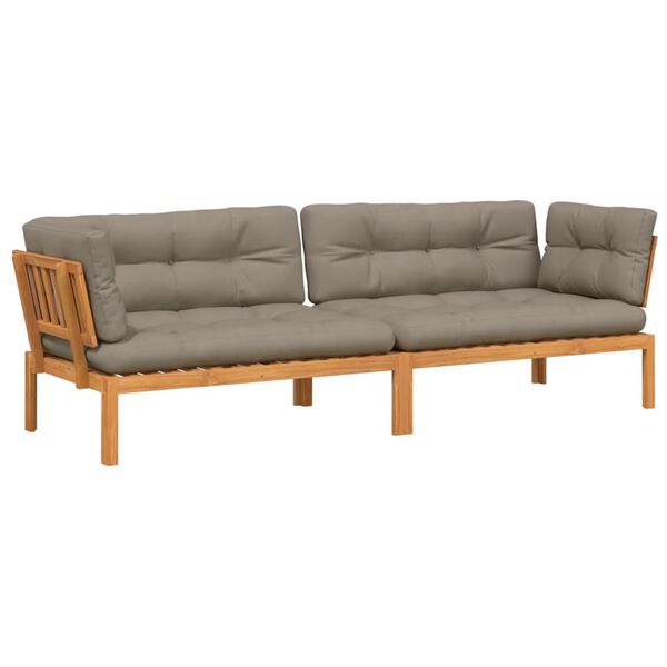 vidaXL Garden Pallet Corner Sofa Taupe Solid Acacia wood Large Modular