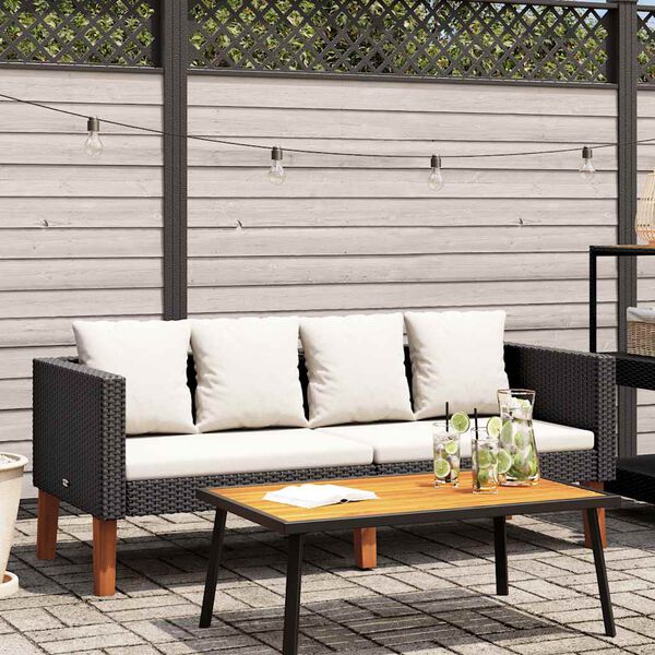 vidaXL Garden Sofa Black, Cream White