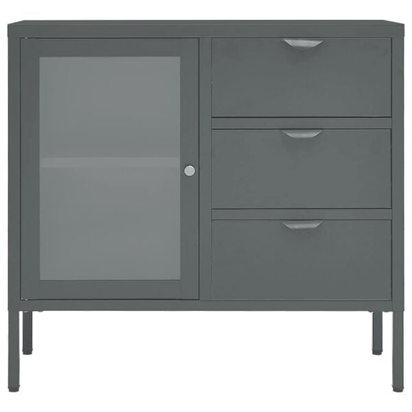 vidaXL Sideboard Anthracite Steel Medium Height-Adjustable Shelves