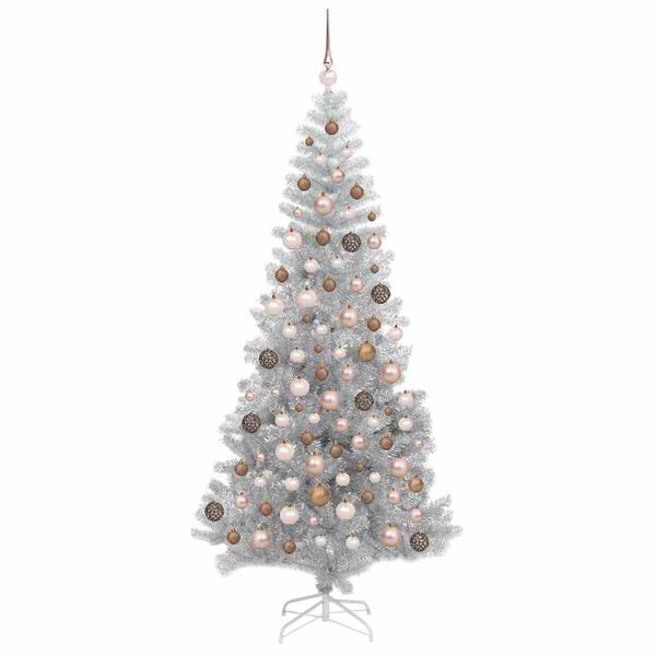 vidaXL Christmas Tree with 300 LEDs with Stand Silver 70.9" PET