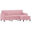 vidaXL 3-Seater Sofa with Footstool Pink 70.9" Velvet