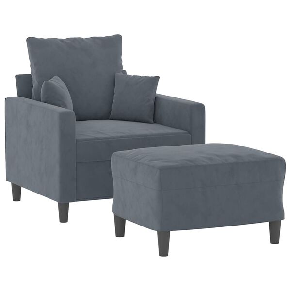 vidaXL Sofa Chair With Footstool Dark Grey