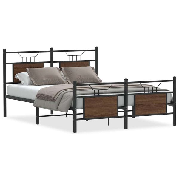 vidaXL Bed Frame Smoked oak Engineered wood and steel Full Bed Frame