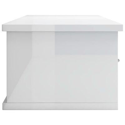 vidaXL Wall-mounted Drawer Shelf High Gloss White 34.6" x 10.2" x 7.3" Engineered Wood