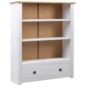 vidaXL Bookcase White and natural wood Solid pine wood Medium Bookcase