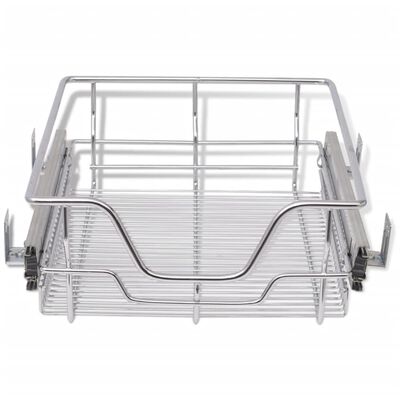 vidaXL Pull-Out Wire Baskets 2 pcs Silver 15.7"