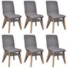 vidaXL Dining Chair Set of 6 Dark grey Polyester and Oak wood Standard