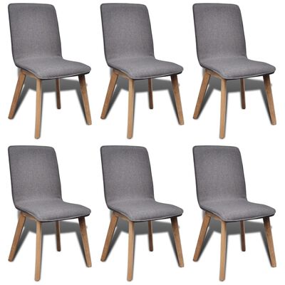 vidaXL Dining Chairs 6 pcs Light Gray Fabric and Solid Oak Wood