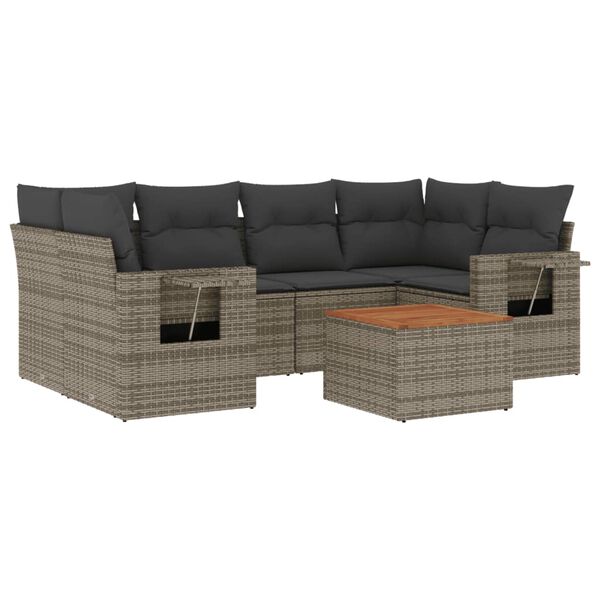 vidaXL Garden Sofa Set Grey PE rattan Large Modular Outdoor Sofa Set