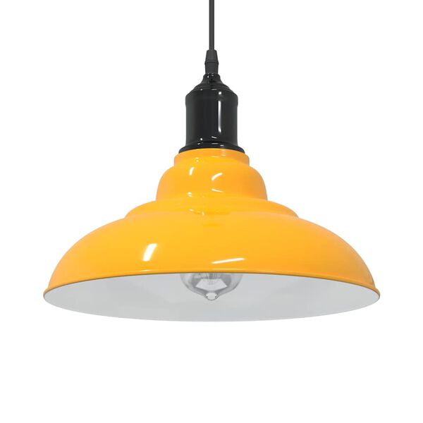 vidaXL Pendant Lamp Gloss Yellow Metal Medium Pendant Lamp Circular