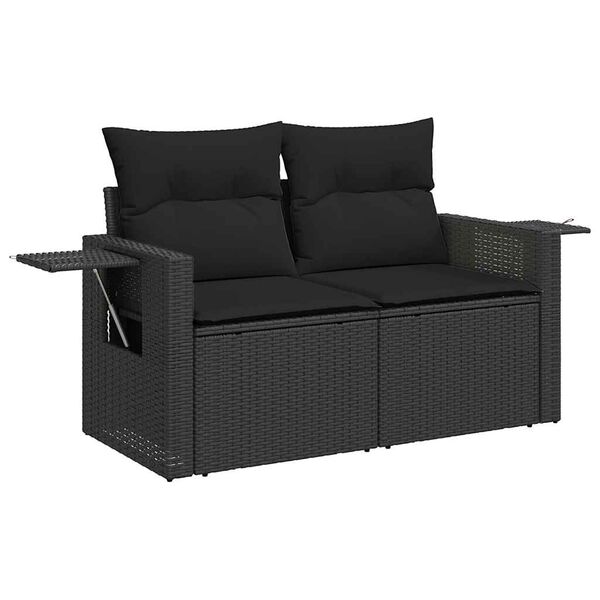 vidaXL Garden Sofa Set Black PE Rattan 9 Piece Set Adjustable Feet