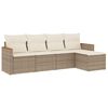 vidaXL Garden Sofa Set Beige PE rattan 5 Piece Set Modular