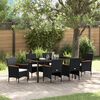 vidaXL Garden Dining Set with Cushion 7 pcs Black Poly Rattan