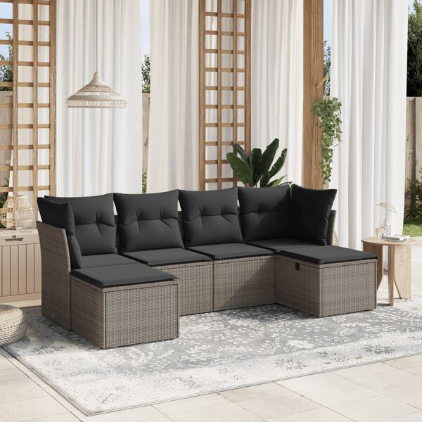vidaXL Garden Sofa Set Grey Poly Rattan Large Modular Garden Sofa Set