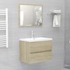vidaXL Bathroom Furniture Set Sonoma oak, White Engineered wood, Ceramic