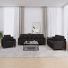 vidaXL Sofa Set Black Fabric 100% Polyester, Metal, Plywood 3 Piece