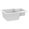 vidaXL Kitchen Sink with Overflow Hole Double Basins White Granite