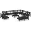 vidaXL Garden Lounge Set Black Solid pine wood Large Modular