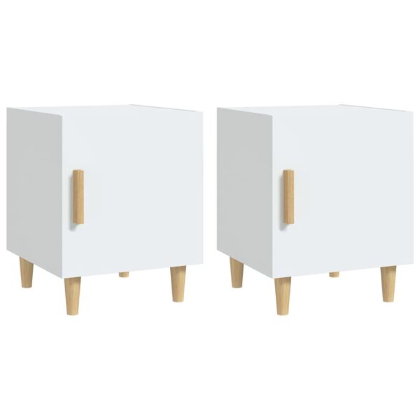 vidaXL Bedside Cabinet Set of 2 White Engineered wood Medium