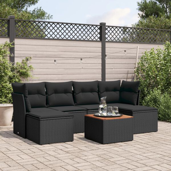 vidaXL Garden Sofa Set Black, Brown