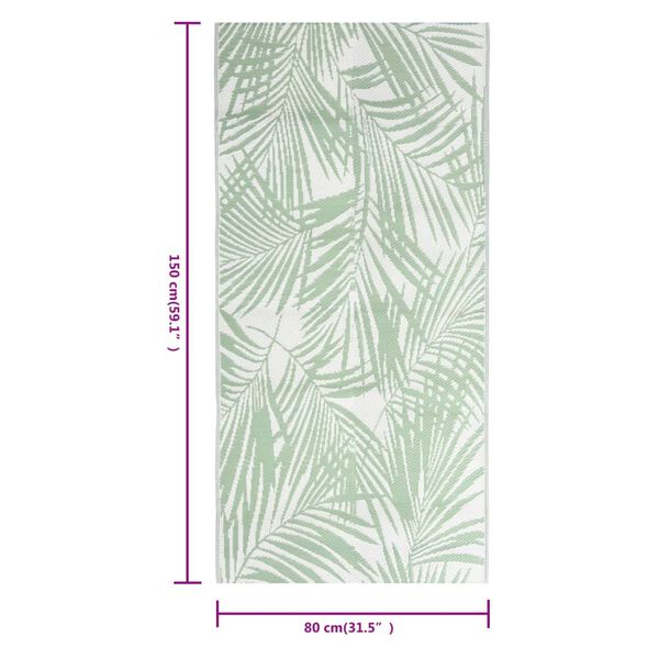 vidaXL Outdoor Rug Green Polypropylene 31.5 x 59.1 in Pattern