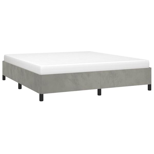 vidaXL Bed Frame Light Gray Velvet, Plywood, Engineered Wood