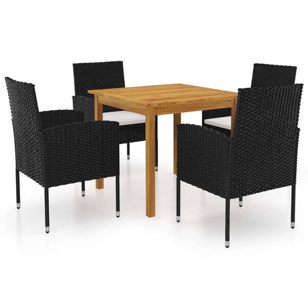 vidaXL Garden Dining Set Black, Cream White