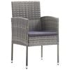 vidaXL Garden Chair Set of 4 Dark Grey PE Rattan, Steel, Polyester